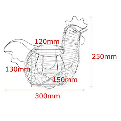 Chicken-Shaped Egg Basket Metal Chicken Shaped Wire Egg Storage Basket Holder Rack - Store 24 Eggs for Home Kicthen