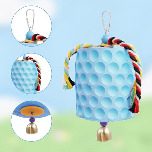 Chicken Coop Accessories, Chicken Beak Grinding Calcium Stone with Bell, Chicken Toys for Coop, Enrichment Toys for Hens, Ducks, Geese, Turkeys, Poultry - color: Blue