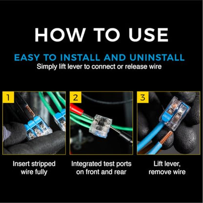 Ideal Electrical in-Sure Lever Wire Connector,12 AWG, 3-Port (30-05L23), Bag of 50—Compact Releasable Connectors for Solid and Stranded Wires - size: Bag of 50, style: 3 Port / 12-24 AWG