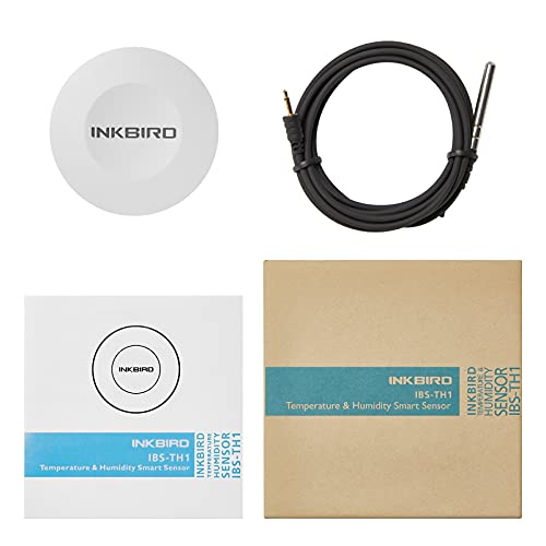 Inkbird Thermometer and Hygrometer Smart Sensor Data Logger with Waterproof External Probe Magnet for Android and iOS, for Food Storage Brewing Reptiles Instrument IBS-TH1(Battery not Included) - size: IBS-TH1+Probe.