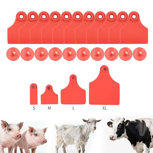 500pcs Farm Animal Ear Tags Numbered 001-500 Livestock Identification for Cattle Cows Hogs Pigs Sheep Goats (500, Medium-Red) - color: Medium-red