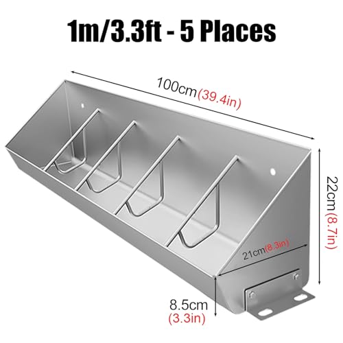 3.3′ 4.9′ 6.6′ Long Stainless Steel Piglet Feeding Trough, Compartment Pig Feeder for Efficient Pig Feeding, Heavy-Duty Livestock Feeding Trough Tool for Hog Farm Sheds Pen, Easy to Clean(1m/3.3ft - 5 - size: 1m/3.3ft - 5 Places