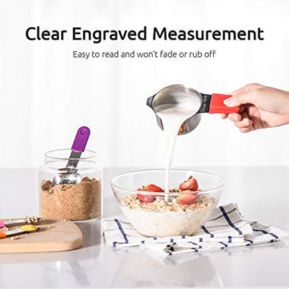 Measuring Cups, U-Taste Magnetic Measuring Cups and Spoons Set of 13 in 18/8 Stainless Steel: 7 Measuring Cups and 5 Measuring Spoons with 1 Professional Magnetic Measurement Conversion Chart - size: (03) Cup&Spoon Set of 13 (Magnetic Handle)