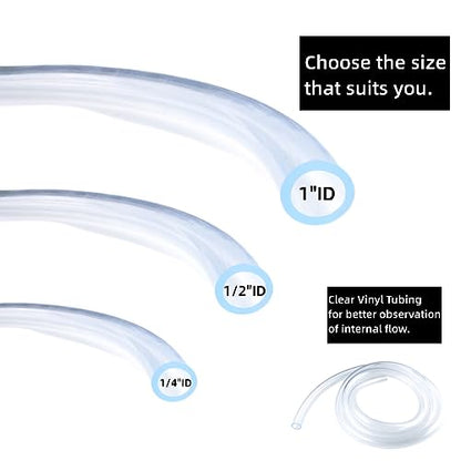 PVC Tubing 1" ID x 1-1/4" OD - 10 ft Clear Vinyl Tubing with 4 Stainless Clamps, Low Pressure Flexible PVC Tube, Lightweight Plastic Vinyl Hose for Transfer Water Air Oil. - size: 1 in. ID x 1-1/4 in. OD, style: 10 Ft.