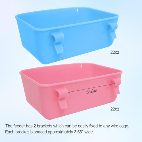 6 Pack Feeder (Blue, Pink), Hanging Feeder,Food and Water Container, Bath Water Bowl Universal for Birds Hamsters Mice Rats Rabbit Guinea Pig Small Pets (S) (M) - size: M