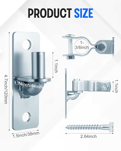 2 Pair Heavy Duty Gate Hinges, 1-3/8'' Wall Mount Gate Hinge, Metal Chain Link Fence Outdoor Hinge (Screws Included) - size: 2 Pair-1-3/8''