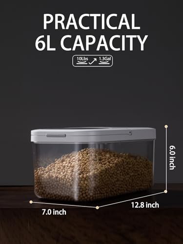 LivLab Mker Rice Storage Container -10Lbs/1.3Gal/6KG Rice Container Airtight Grain Dispenser Kitchen Pantry Organizer with Measuring Cup, BPA-Free, Clear Design for Dry Food - color: 10KG-B