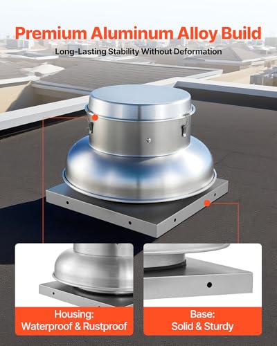 VEVOR Roof Exhaust Fan, 900CFM & 1500CFM Adjustable Speed Control Attic Vent Fan with High-Power Motor, 21inch Fan Base Heavy-Duty Aluminum Alloy, Compact for Garage,Kitchen,Bathroom,Silver - size: 900CFM & 1500CFM