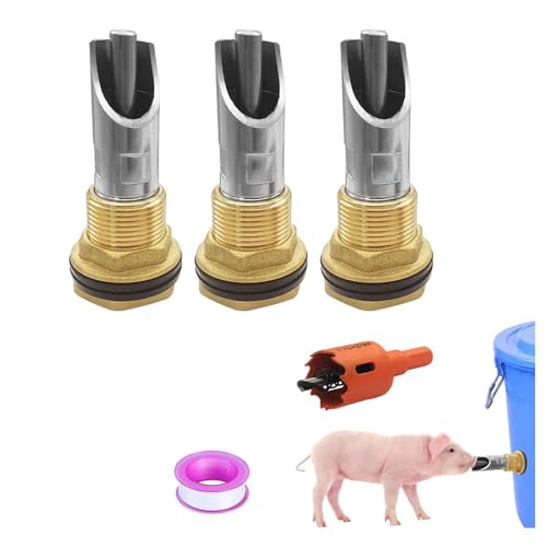 Stainless Steel Automatic Pig Nipple Drinkers for Barrel Kit Water Tank Connector Set for Hogs Goats Swine and Piglets Brass 3pcs - color: Brass, size: 3pcs