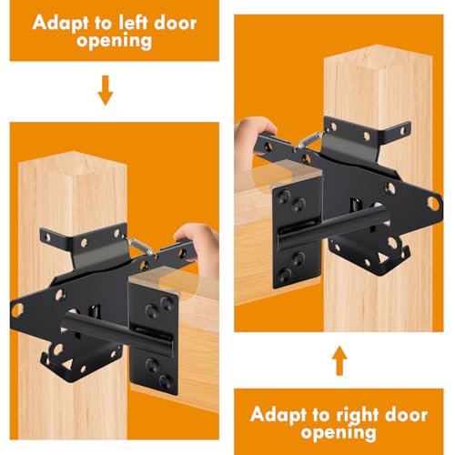 HOME MASTER HARDWARE Heavy Duty Self-Locking Gate Latch for Wooden Fence, Post Mount Automatic Gate Lock, Fence Gate Latch for Pool/Outdoor Garden/Vinyl, Black Finish