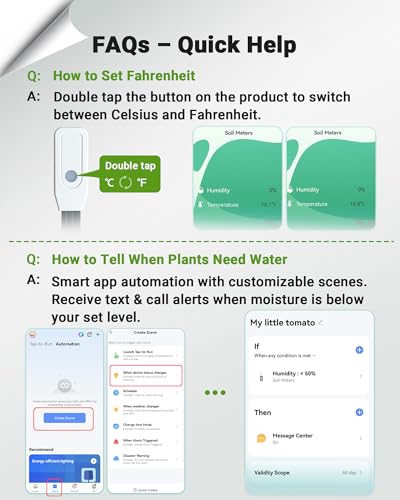 Smart WiFi Soil Moisture Meter for Plants, 2-in-1 Sensor with App Alerts | Monitor Moisture & Temperature Remotely, Real-Time Data for Indoor/Outdoor Gardening, Houseplants Care