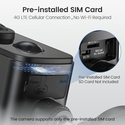 Cellular Security Camera Wireless Outdoor, No WiFi Need, Battery & Solar Powered, Magnetic, Free Human Detection, Free 7-Day Cloud/SD, Night Vison, Siren, 2-Way, IP65 Talk, 2K - color: Black-4G LTE Cellular, size: ZY-G6N