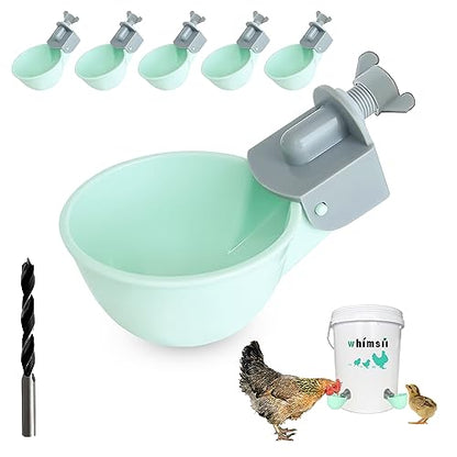 (6 Pack) Chicken Water Cups Feeder, Automatic Chicken Waterer, Anti-Leak System, Holds 50% More Water, Suitable for Chicks, Chicken, Duck, Quail, Turkey - size: 6