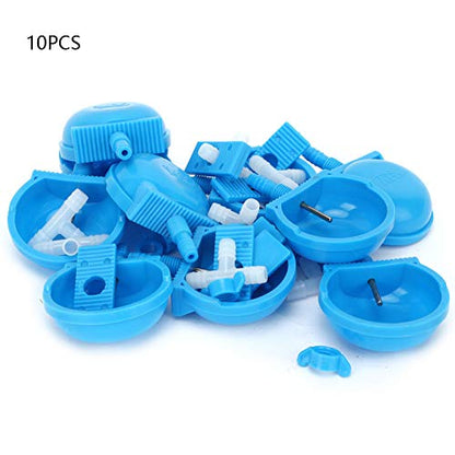 SUNGOOYUE Drinker, Stainless Steel and Plastic Waterer, 10 Sets Auto Watering Drinker System, 6.5 X 2 Cm Bowls for Commercial Farm Cage Bunny Feeding