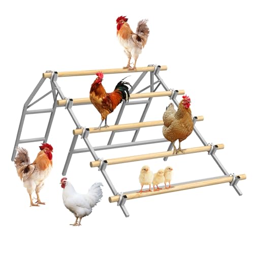 Chicken Perch Roosting Bars, Chicken Perch for Coop, Roosting Bars for Chickens Coop, Chicken Perch Ladder, DIY with Your Own Wooden Boards, Silver