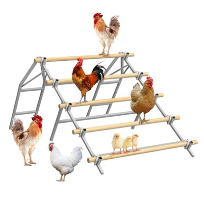 Chicken Perch Roosting Bars, Chicken Perch for Coop, Roosting Bars for Chickens Coop, Chicken Perch Ladder, DIY with Your Own Wooden Boards, Silver