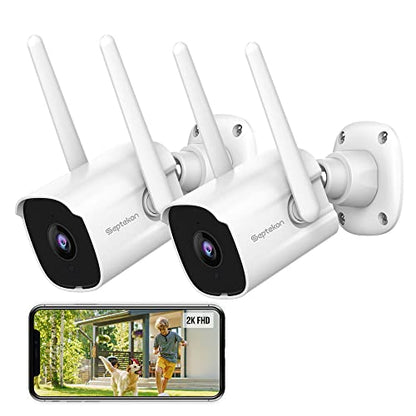 Septekon 2K Security Camera Outdoor 2 Pack, 2.4G WiFi Home Security Cameras with Smart Siren, Night Vision, Motion Detection, 2-Way Talk, Compatible with Alexa - P30 - size: 2 Pack
