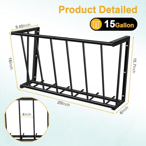 20'' Metal Wall Mount Hay Feeder, 15 Gallon Livestock Feeder for Goats Horses Cattle, Indoor/Outdoor Hay Rack Blanket Holder - size: 20 Inch