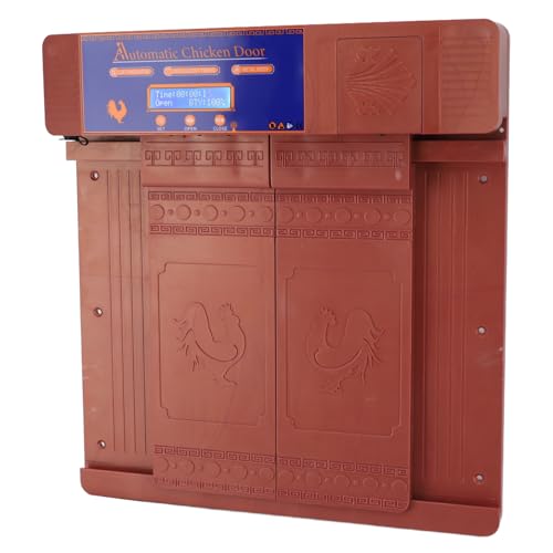 Automatic Chicken Coop Door Opener, Intelligent Double Open Timer LED Display Solar Powered, with Anti Pinch Function Low Battery Reminder, for Chickens Ducks Geese Poultry (Bronze) - color: Bronze
