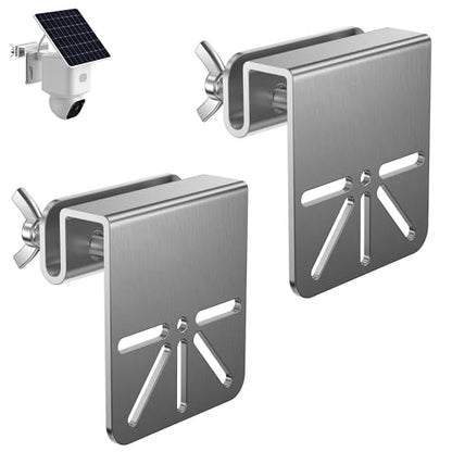 2 Pack Gutter Mount Bracket Compatible with Eufy Solocam S340/E30, No Drill Installation, Stainless Steel Gutter Mount for Security Camera, Security Camera Holder - size: 2 PACK-Silver