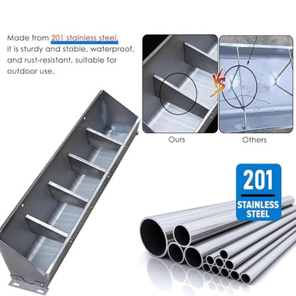 Hog Feeder Livestock Feed Trough Automatic Pig Feeder Heavy Duty Stainless Steel, Separated Fence Feeder Trough, Multipurpose Livestock Trough for Pig Horse,B - size: B