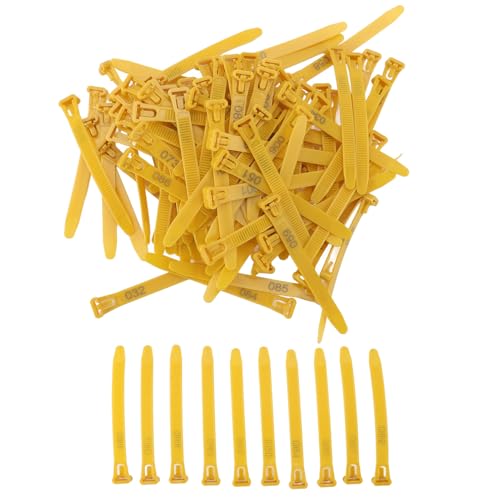 HEEPDD Chicken Leg Bands, Adjustable Fadeless Numbered Plastic Poultry Identification Leg Rings with Clear Colorfast Engraving, for Duck Goose Chicken Management (Yellow) - color: Yellow