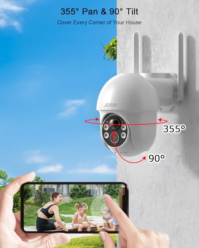 ANRAN Security Camera Wireless Outdoor, 2K Solar Outdoor Camera with 360° View, Smart Siren, Spotlights, Color Night Vision, PIR Human Detection, Pan Tilt Control, 2-Way Talk, IP65, Q1 White - color: White