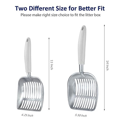 WePet Cat Litter Scoop, Aluminum Alloy Sifter, Kitty Metal Scooper, Deep Shovel, Long Handle, Poop Sifting, Kitten Pooper Lifter, Durable, Heavy Duty, for Litter Box - color: FLAT Aluminum \ #05 Grey Handle, size: Small