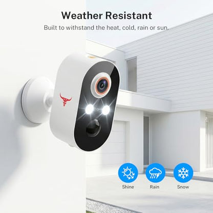 1080P Wireless Security Camera Outdoor, Battery Powered, AI Human Detection, Color Night Vision, 2-Way Audio, IP65 Waterproof, 2.4G Wi-Fi, Cloud Storage (2 Spotlights)