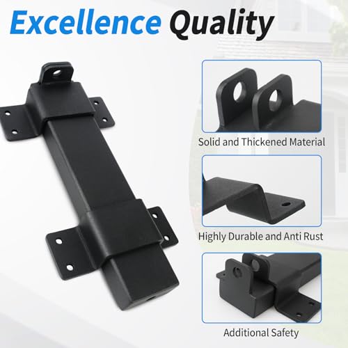Outdoor Gate Latches for Wooden Gates, Slide Gate Latch Lock with Padlock Hole, Double Heavy Duty Gate Latch Lock Compatible with Garden Wooden Fence, Shed, Barn Door (Black)