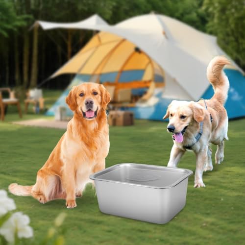 YUEPET 2 Gallons Stainless Steel Dog Water Bowls, Extra Large Metal Dog Food and Water Bowls Large Capacity Pet Water Bowls for Indoor and Outdoor Extra Large Dogs - size: 2 Gallons