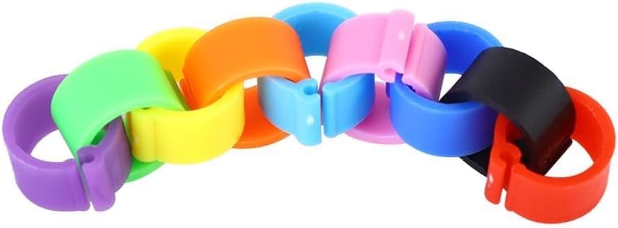 100 Pcs Multicolor Poultry Leg Rings, 10 Colors Poultry Foot Rings Bird Identification Leg Bands Clip-on Rings for Birds, Ducks and Chickens Diameter Poultry Feeding and Watering Supplies 8mm