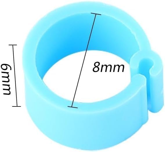 100 Pcs Multicolor Poultry Leg Rings, 10 Colors Poultry Foot Rings Bird Identification Leg Bands Clip-on for Birds, Ducks, Chickens (Diameter 8 MM)