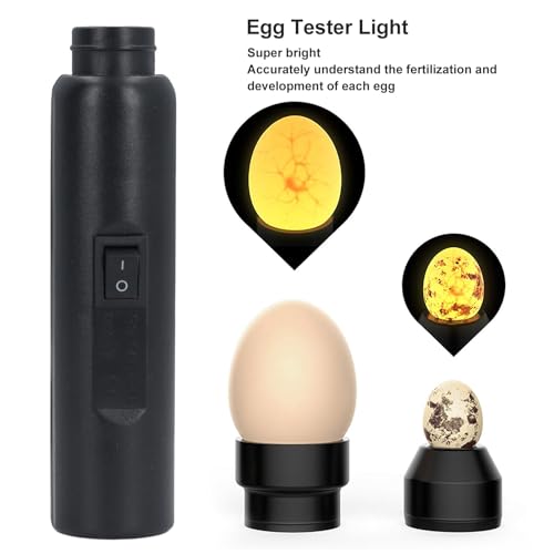 USB Rechargeable Egg Tester Light, Egg Candler Tester with Bright Cool LED for Egg Development Monitoring, Includes 2 Soft Rubber Ends for Chicken Duck Quail Eggs