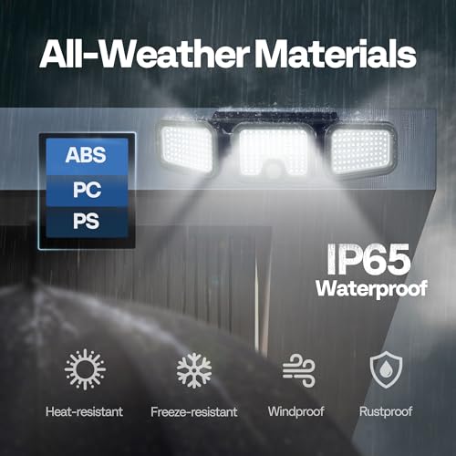 VIVOHOME Solar Flood Lights Outdoor, 256 LED 2500LM Motion Sensor Lights, 3 Adjustable Heads Security Lights, IP65 Waterproof, 270° Wide Lighting Angle Solar Powered Lights for Porch, Yard - size: Non-Linkable - 1 Pack