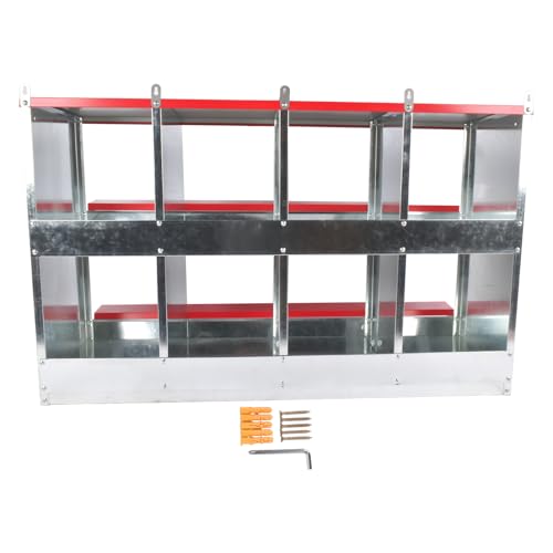 Chicken Nesting Boxes - 8-Compartment Metal Wall-Mounted Poultry Nest Box for Chickens, Hens, and Ducks - Easy Egg Collection - Large Vented Holes - Chicken Coop Equipment