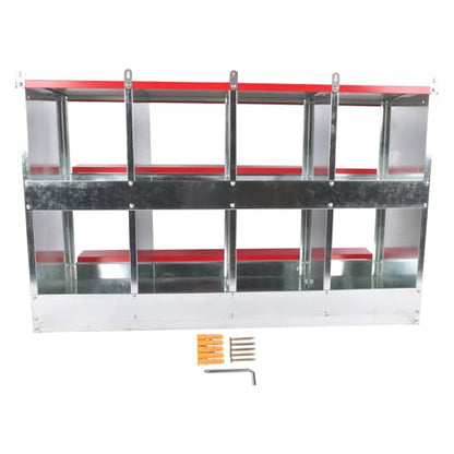 Chicken Nesting Boxes - 8-Compartment Metal Wall-Mounted Poultry Nest Box for Chickens, Hens, and Ducks - Easy Egg Collection - Large Vented Holes - Chicken Coop Equipment