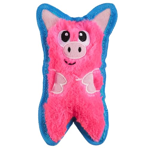 Outward Hound Durablez Minis – Squeaky Plush Dog Toy, No Stuffing for Less Mess, Interactive & Tough, Jumbo Squeaker, Puppies & Small Dogs, Pig, 6.8" - color: Pig, size: X-Small