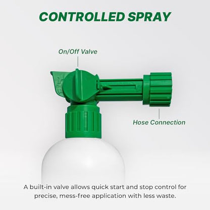Hose-End Sprayer and 32oz Bottle (2-Pack): Durable Leak-Free 20:1 Ratio Sprayers for Lawn Fertilizer, Turf Cleaner, and Odor Control Use – Chemical-Resistant, Refillable Design - size: Bottle + Sprayer