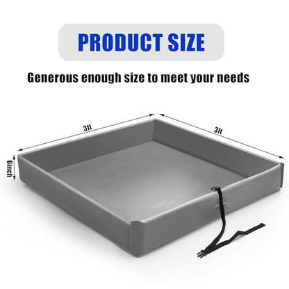 Wettarn Folding Duck Pond 3' x 3' Portable Spill Containment Berm Wall Containment Berm (Gray) - color: Gray, size: 3*3ft