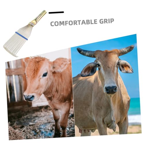 2pcs Livestock Wool Brush and Cattle Curry Comb for Sheep and Horse Grooming, 23cm Small Yellow Wool Shedding Rake for Farm Animal Dematting and Itch Relief