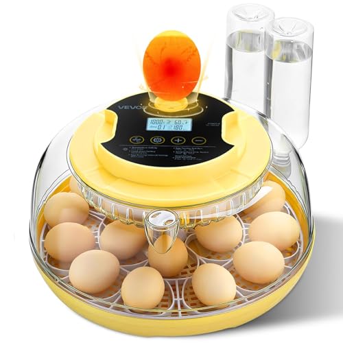 VEVOR 18 Egg Incubator, Automatic Egg Turner with LED Candler, Temperature & Humidity Control, 360° View Clear Window, Auto Water Refill, Poultry Eggs Incubators for Hatching Chicks Ducks Goose Quail | Precise Control,Digital Display - size: 18 Eggs