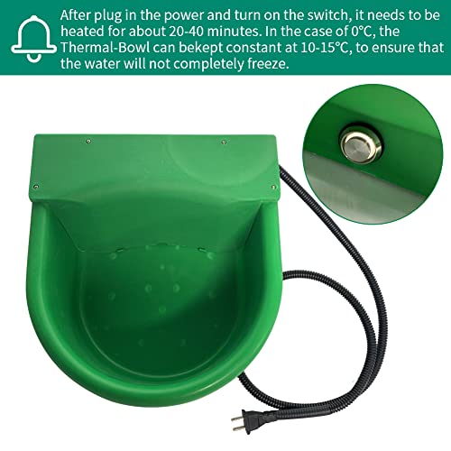 Automatic Heated Horse Waterer Bowl, 4L Large Capacity Farm Heated Water Bowl Constant Temperature Dispenser with Float Control for Pet Dog Goat Chicken and Other Animals,Outdoor Thermal-Bowl