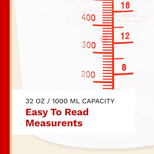 The Harvest Company 1000ml Calibrated Measuring Cup, Milliliters and Ounces, Clear Plastic with Spout for Mixing and Measuring Fertilizers, Pesticides and More - size: 1000ml