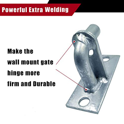 4 Pack Wall Mount Gate Hinges, Heavy Duty Chain Link Fence Gate Hinges with 5/8 Hinge Pin for Fences & Farm Gates (Screws Not Included), Silver - color: Silver-4pcs