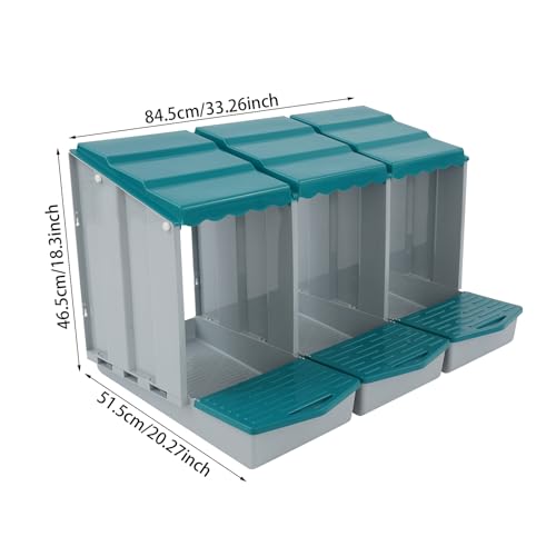 Chicken Nesting Box, 3 Compartments Hen Laying Box with Egg Collection, Portable Outdoor Chicken Coop, Freestanding Large Nest Boxes for Home, Farm, Backyard, Courtyard (Green) - color: Green