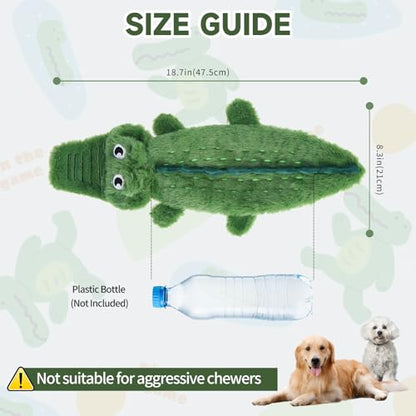 Mihachi No Stuffing Crinkle Dog Toys, 2-in-1 Holds Water Bottles - Cruncher with Puncture Resistant Squeaker, Dog Squeak Toys Plush Dogs Chew Toy for Puppy Small Medium Large Breed Chewer, Crocodile - color: Crocodile