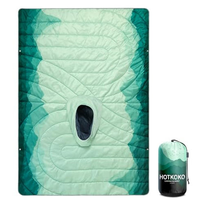 Camping Blanket,Hoodie Blankets Poncho Outdoor Waterproof Windproof Warm Durable & Portable for Stadium, Concerts, Car,Travel, Beach, Picnic, Grass,75 * 55 inch - color: Green Mount
