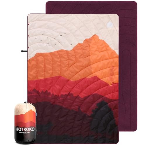 Waterproof Stadium Blanket, Soft Warm Fleece Camping Blanket Wearable Camp Blanket for Outdoor Camping, Picnic, Stadium, Sports, Beach, Car - color: Dusk