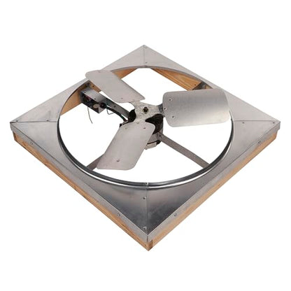 Master Flow GAF 24" Direct Drive 4500 CFM Whole House Fan with Shutter - 1/4 HP Permanent split-capictor Motor - Pull Chain Operation - WHFS24M